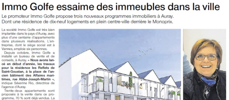 Numérisation d'un article sur le promoteur immobilier Immo Golfe Bretagne du Ouest-France du 29 avril 2016