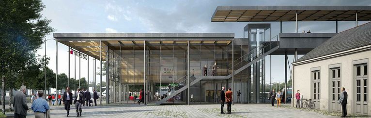 Vue en 3D de la rénovation de la gare d'Auray Quiberon à Auray